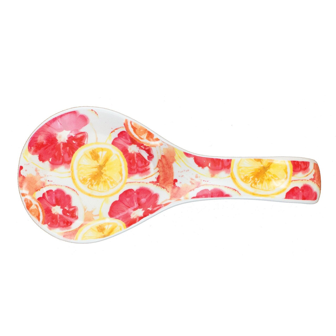 9" Citrus Watercolor Motif Decorative Flat Ceramic Spoon Rest